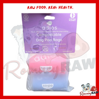 Adios Plastic Compostable Dog Poo Bags - 2 Rolls - 30 bags