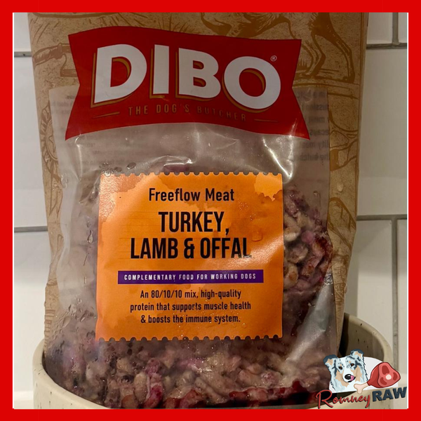 DIBO Dog Food - Turkey, Lamb & Offal Freeflow - 80/10/10 Complete - 1kg