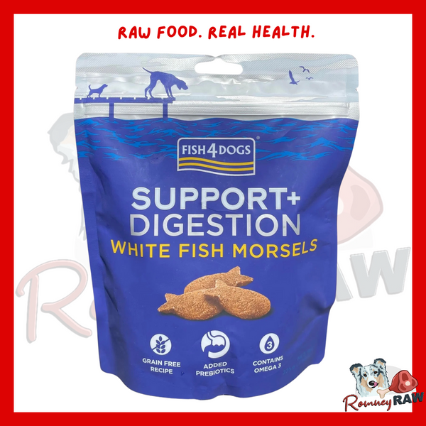 Fish 4 Dogs Support+ Digestion White Fish Morsels -  225g