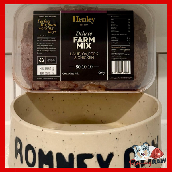 Henley Raw Dog Food - Farm Mix - Complete 80/10/10 - 500g