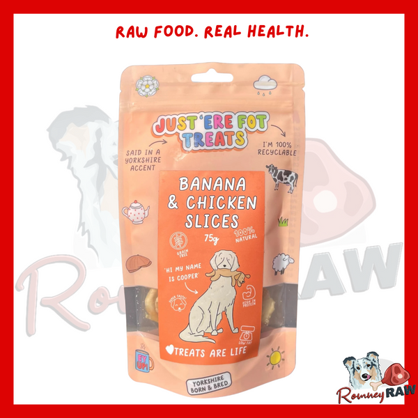Just 'Ere Fot Treats - Banana & Chicken Slices - 75g