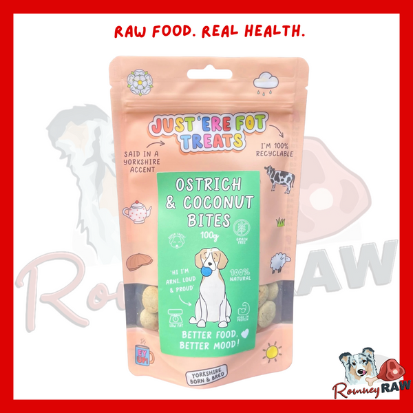 Just 'Ere Fot Treats - Ostrich & Coconut Bites - 100g