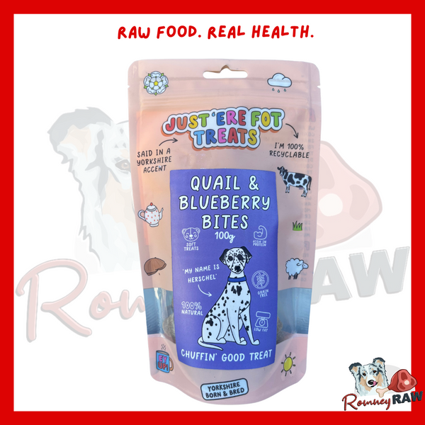 Just 'Ere Fot Treats - Quail & Blueberry Bites - 100g