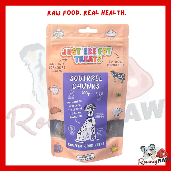 Just 'Ere Fot Treats - Squirrel & Turmeric Chunks - 100g