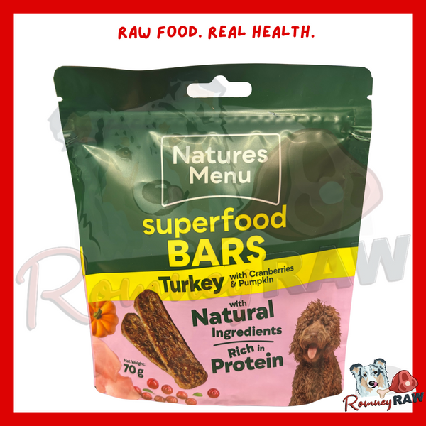 Natures Menu - Country Hunter Superfood Bars - Turkey, Cranberries & Pumpkin - 70g