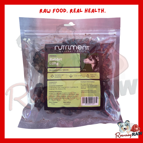 Nutriment Natural Treats - Rabbit Lung Pieces - 100g