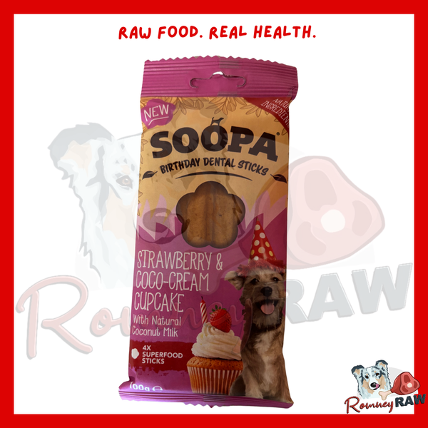 Soopa - Dental Sticks - Strawberry & Coco Cream Cupcake - 4 pack
