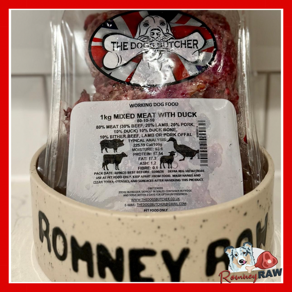 The Dogs Butcher - Mixed Meat & Duck - 80/10/10 - 1kg
