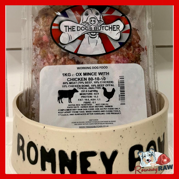 The Dogs Butcher - Ox Mince with Chicken - 80/10/10 - 1kg