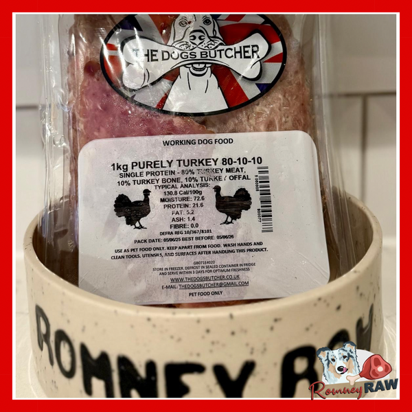 The Dogs Butcher - Purely Turkey - 80/10/10 - 1kg