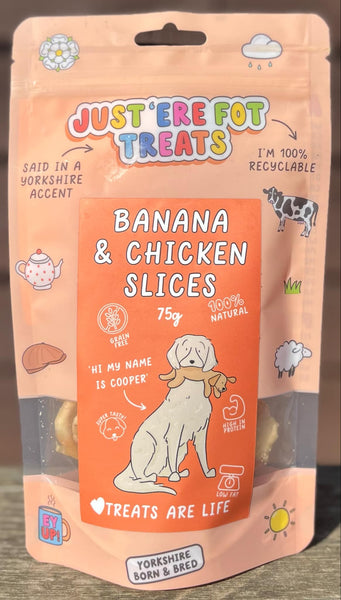 Just 'Ere Fot Treats Banana & Chicken Slices 75g