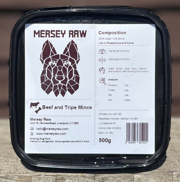 Mersey Raw Beef & Tripe Mince 500g