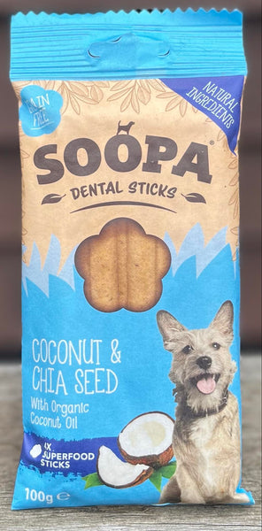 Soopa Dental Sticks Coconut & Chia Seed 4 Pack