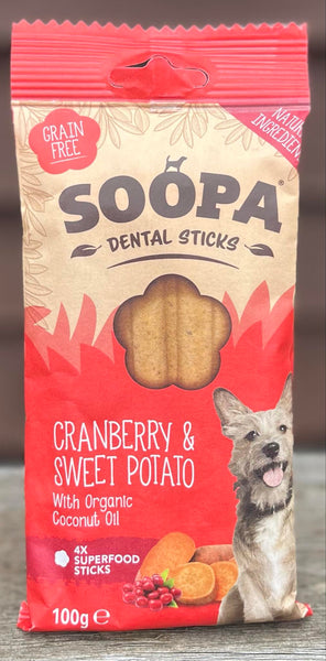 Soopa Dental Sticks Cranberry & Sweet Potato 4 Pack
