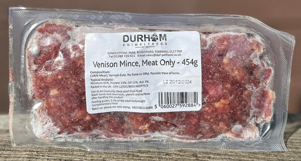 Durham Animal Feeds Venison Mince Meat Only 454g