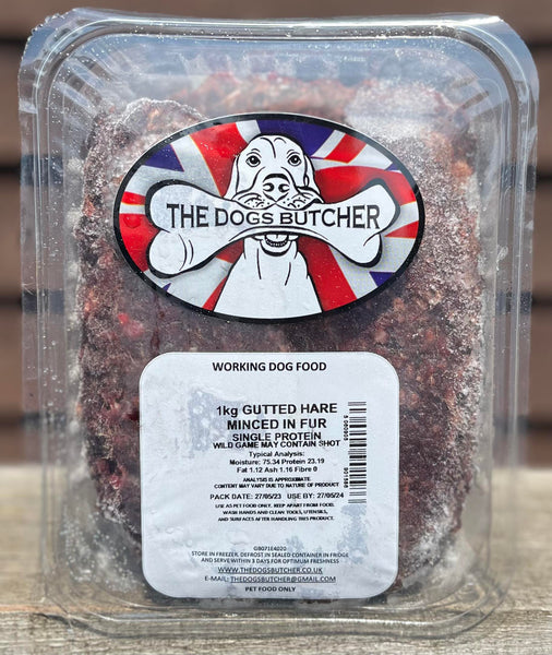 The Dogs Butcher Wild Minced Gutted Hare 1kg