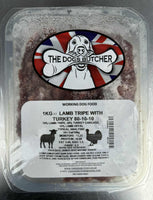 The Dogs Butcher - Lamb Tripe with Turkey - 80/10/10 - 1kg
