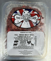 The Dogs Butcher - Mixed Meat & Turkey - 80/10/10 - 1kg