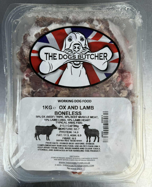 The Dogs Butcher - Ox & Lamb Boneless Mince - 1kg