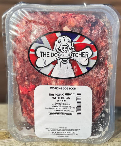 The Dogs Butcher - Pork Mince with Duck - 80/10/10 - 1kg