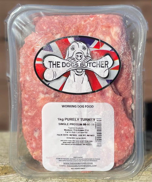 The Dogs Butcher - Purely Turkey - 80/10/10 - 1kg