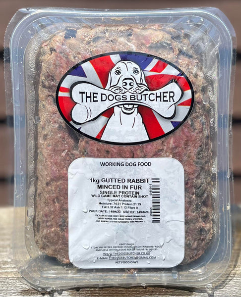 The Dogs Butcher Wild Gutted Rabbit Mince & Fur 1kg