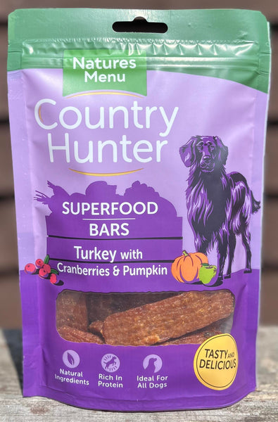 Natures Menu Country Hunter Superfood Bars Turkey, Cranberries & Pumpkin 100g