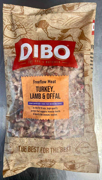 DIBO Dog Food - Turkey, Lamb & Offal Freeflow - 80/10/10 Complete - 1kg