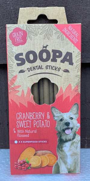 Soopa Dental Sticks Cranberry & Sweet Potato 4 Pack