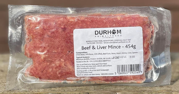 Durham Animal Feeds Beef & Liver Mince 454g