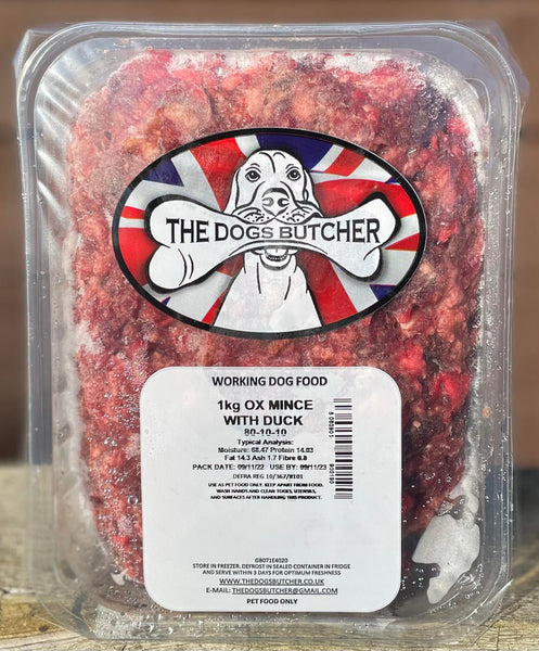 The Dogs Butcher Ox Mince with Duck 80/10/10 1kg