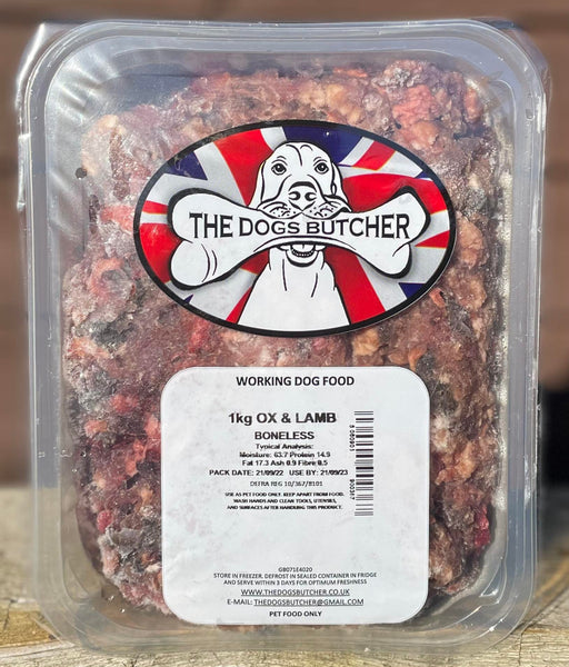 The Dogs Butcher Ox & Lamb Boneless Mince 1kg